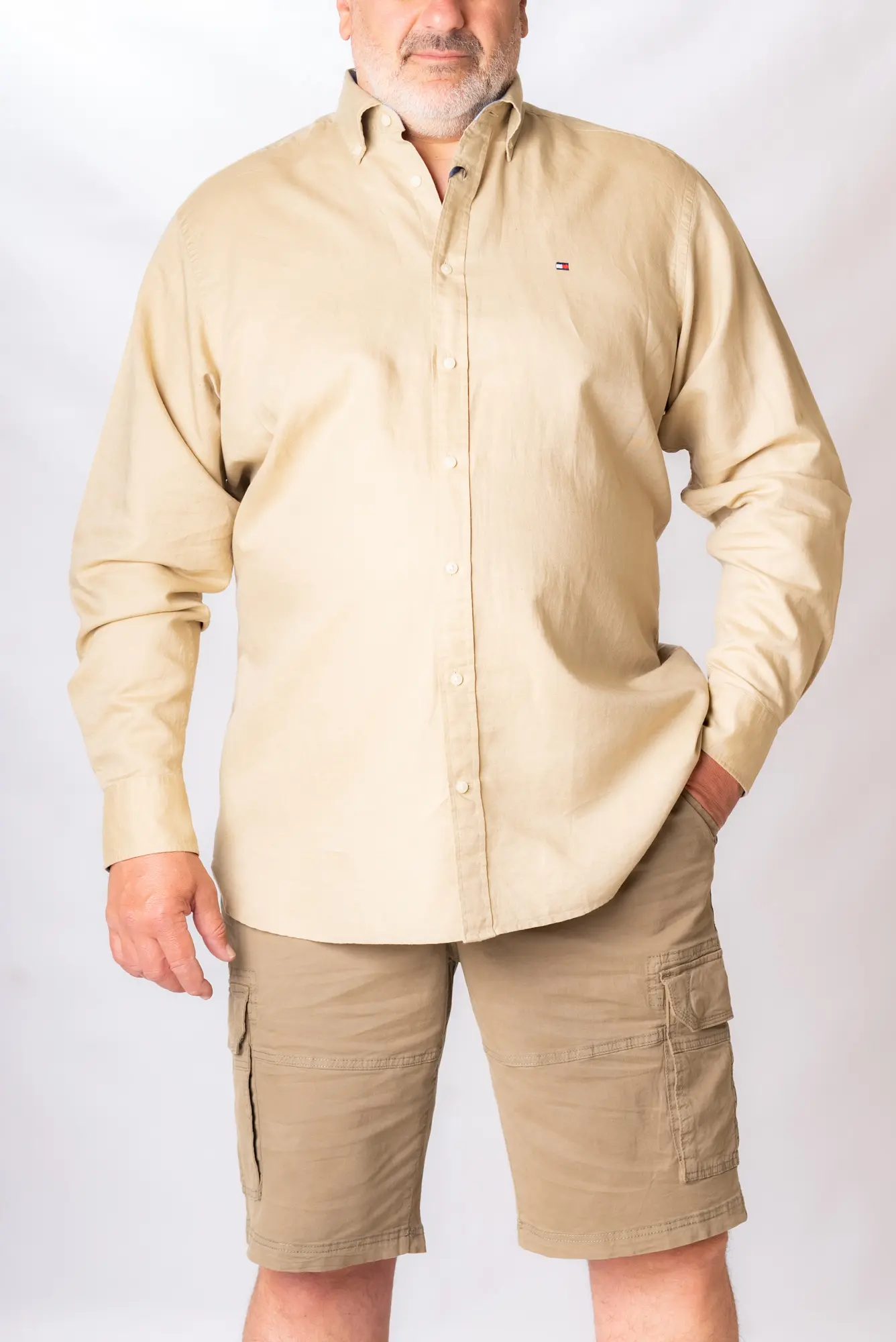 ΠΟΥΚΑΜΙΣΟ M/M TOMMY HILFIGER BUTTON DOWN ΛΙΝΟΒΑΜΒΑΚΟ ΠΟΥΚΑΜΙΣΟ M/M TOMMY HILFIGER ΛΙΝΟΒΑΜΒΑΚΟ BUTTON DOWN - Image 1
